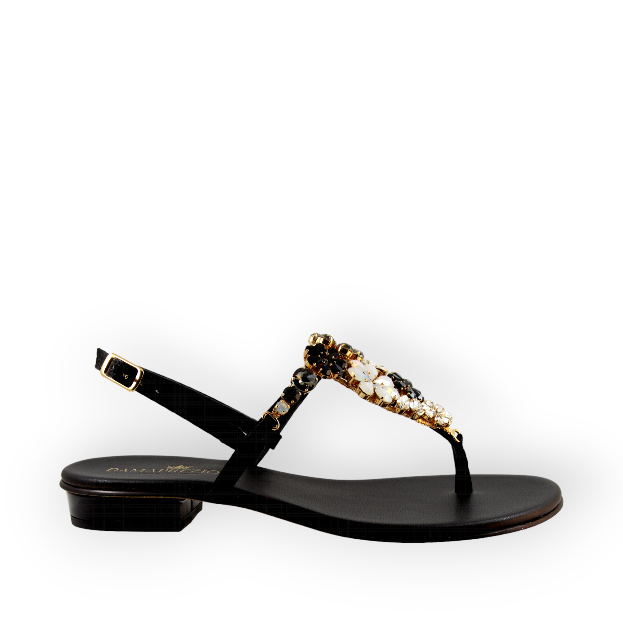 Gilda Crystal-Embellished Black Sandals