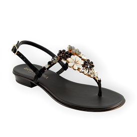 Gilda Crystal-Embellished Black Sandals