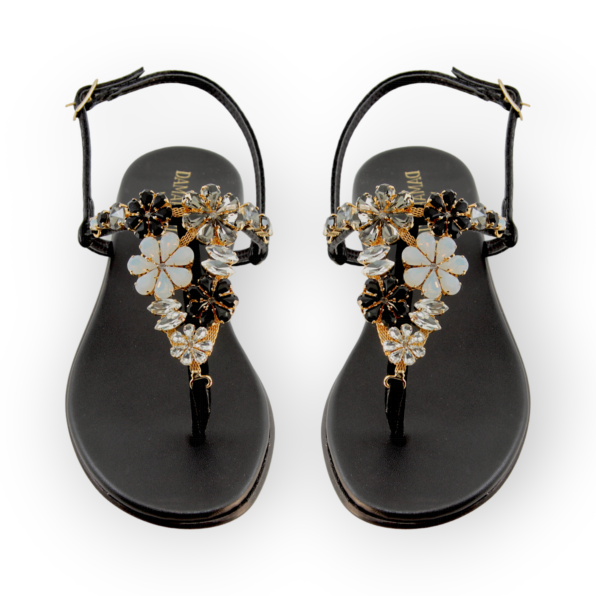 Gilda Crystal-Embellished Black Sandals