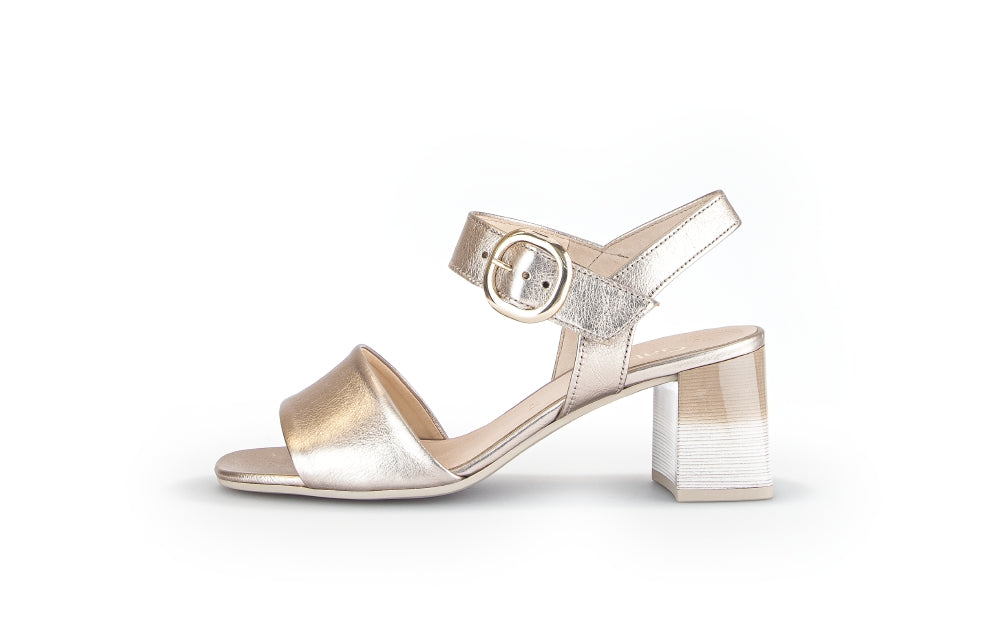 Gold Leather Block Heel Sandal by GABOR 70062