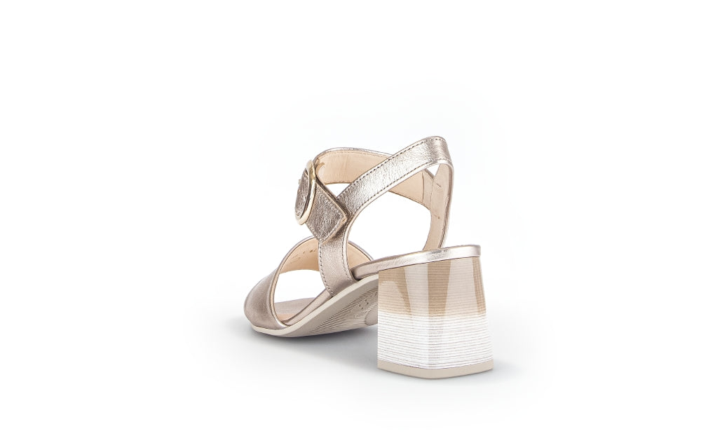 Gold Leather Block Heel Sandal by GABOR 70062