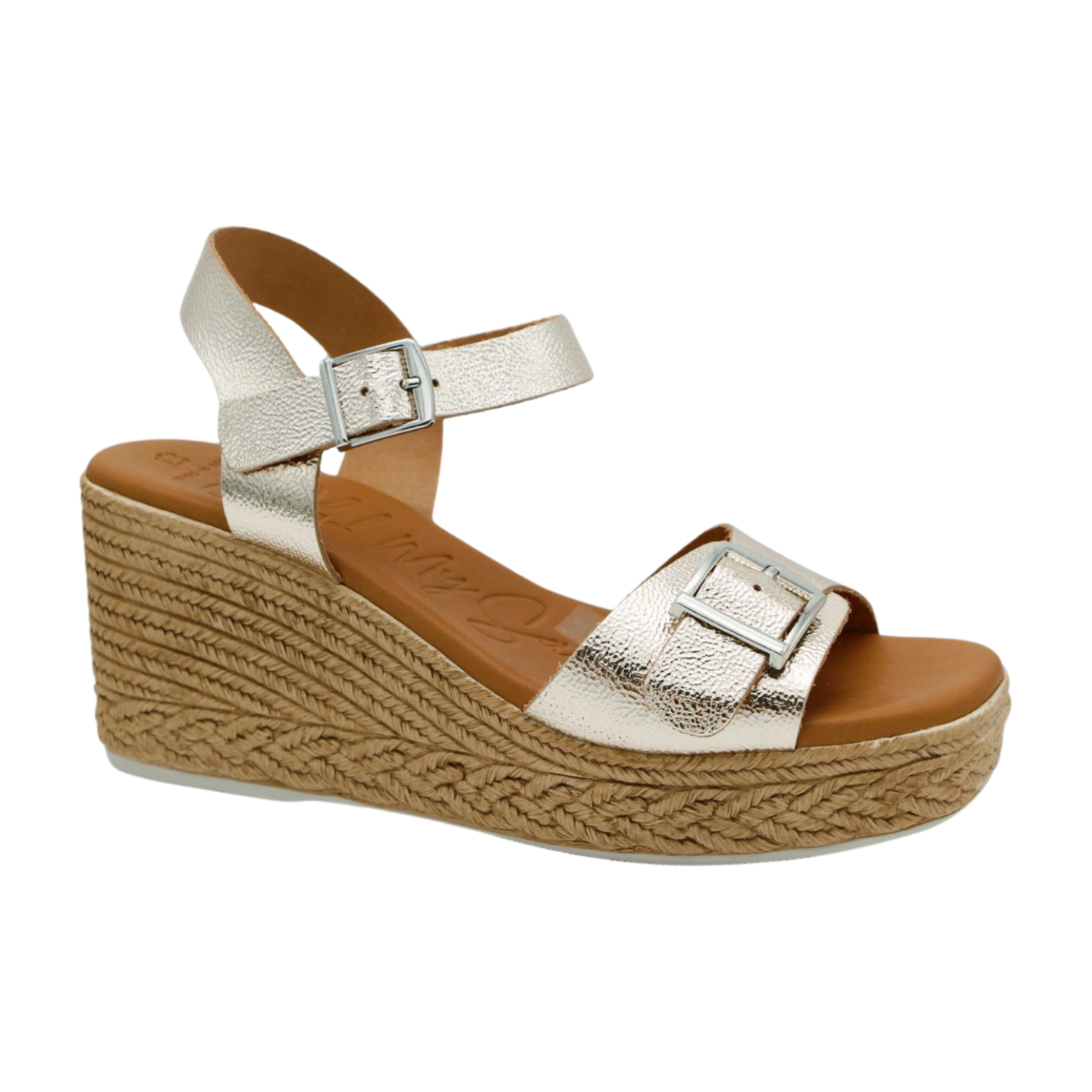 Gold Leather Wedge Sandal - OH MY SANDALS 5459