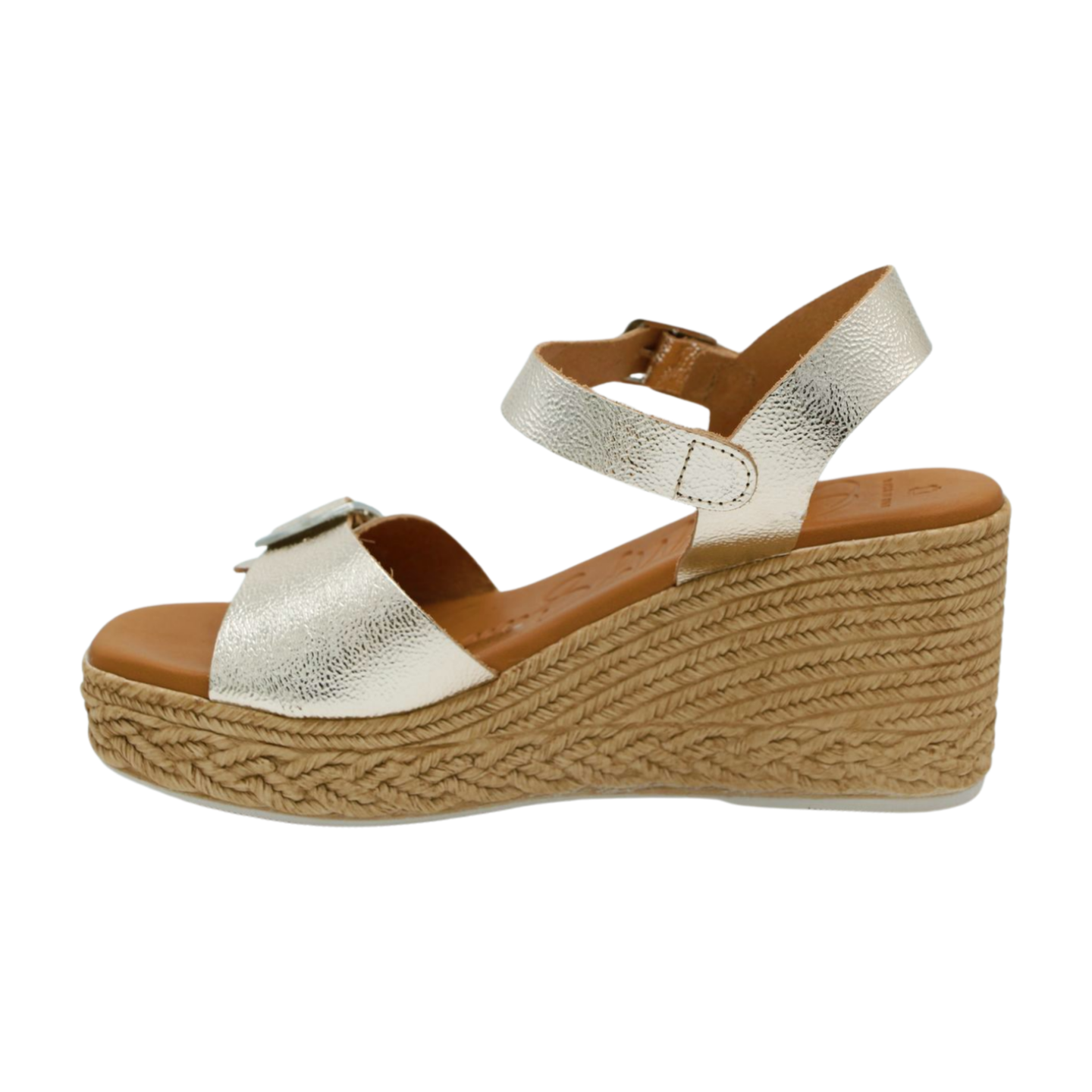 Gold Leather Wedge Sandal - OH MY SANDALS 5459