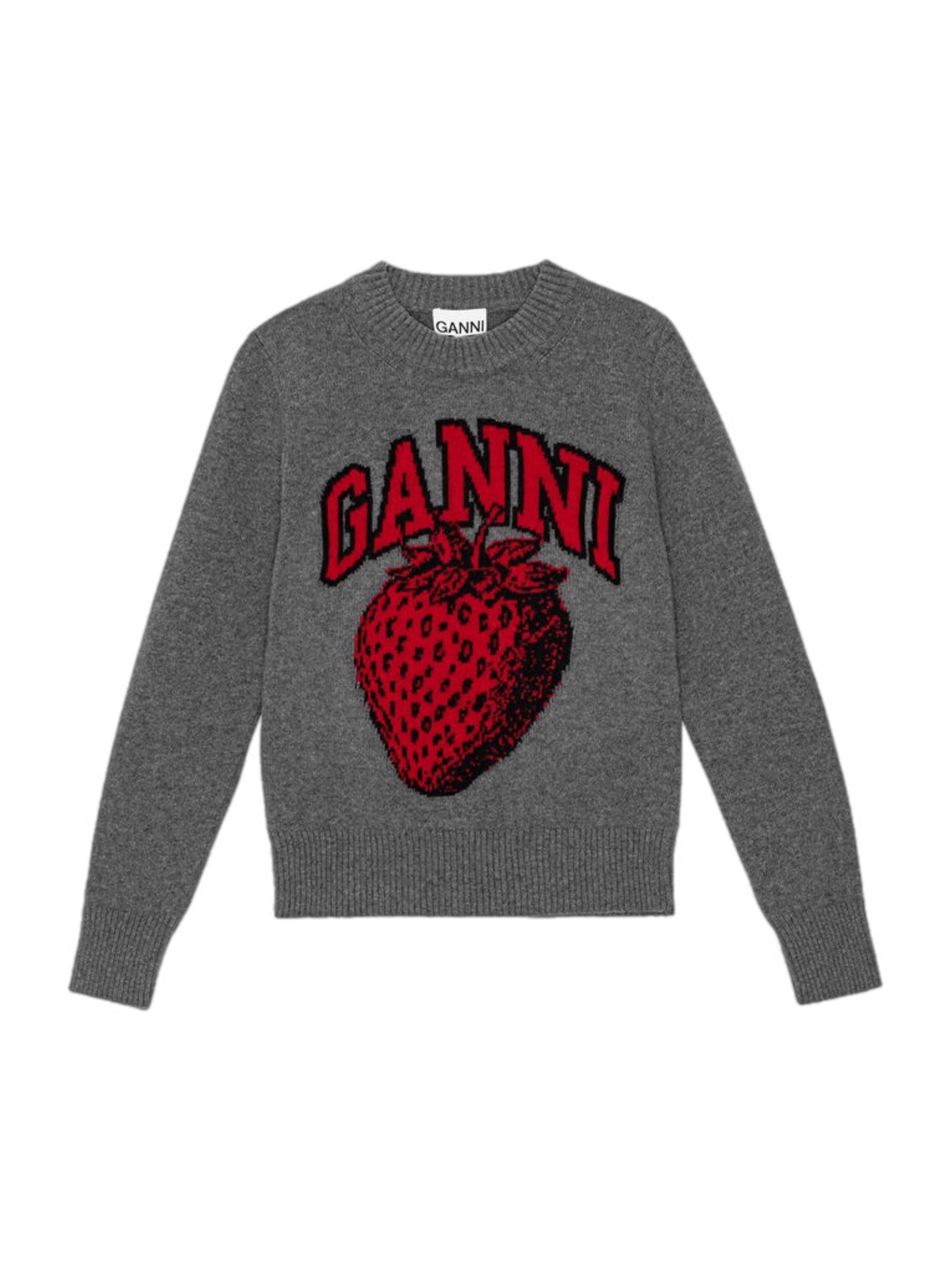 Graphic Strawberry O-Neck Pullover K2090