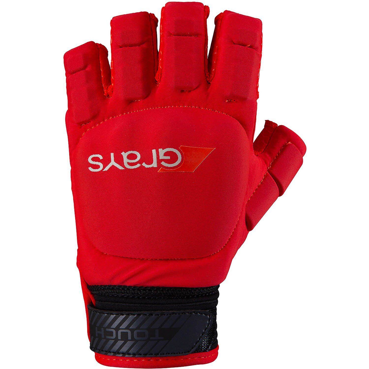 Gray Hockey Glove - Fluo Red