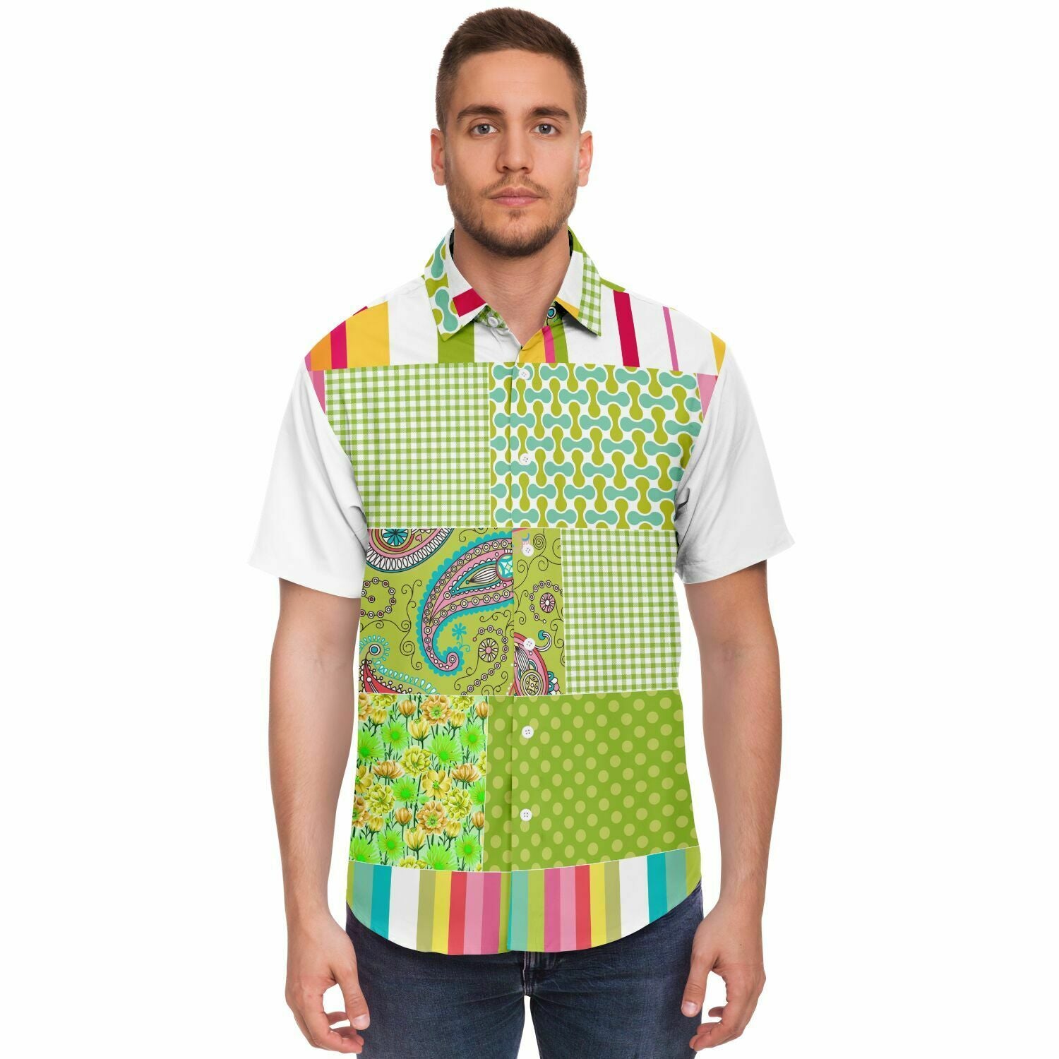 Green Anjou Pear Patchwork Shirt