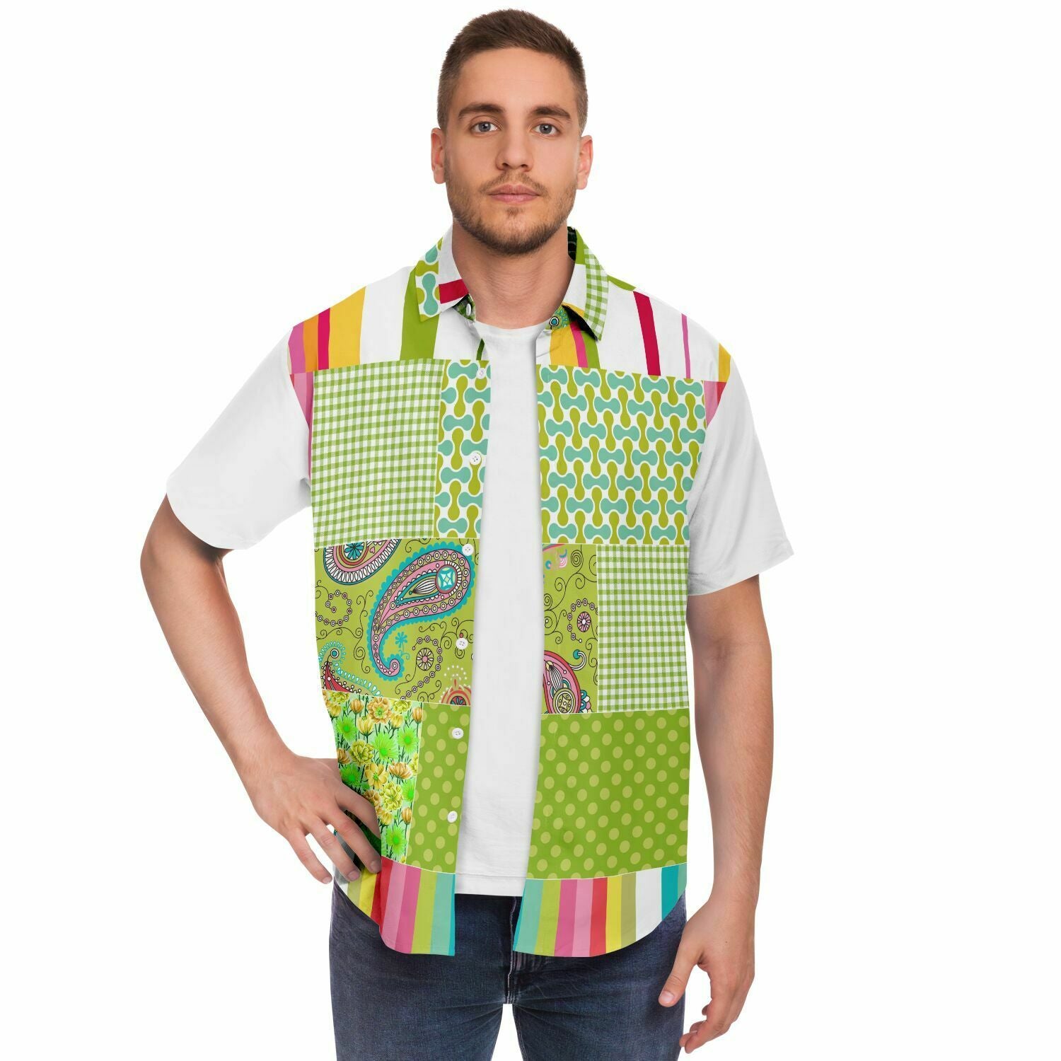 Green Anjou Pear Patchwork Shirt