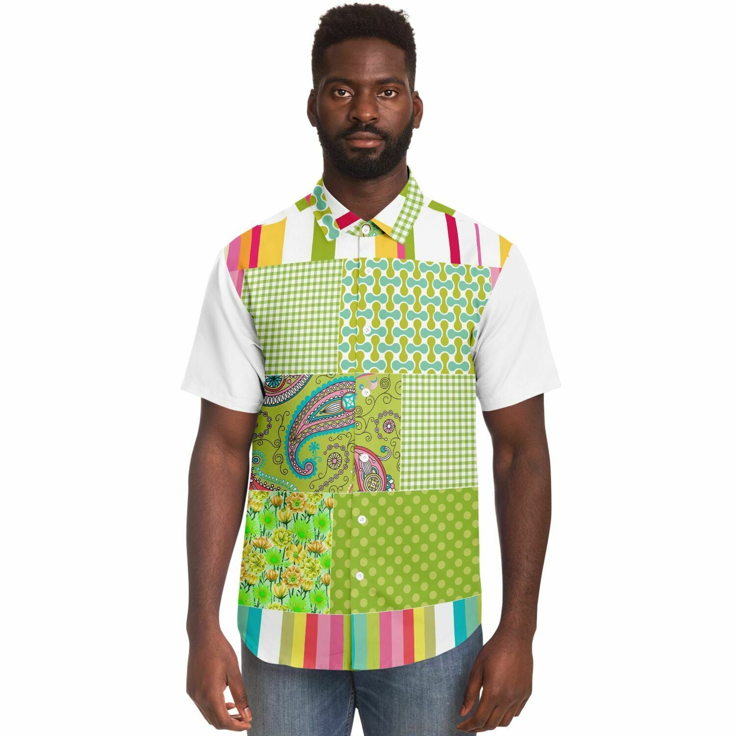 Green Anjou Pear Patchwork Shirt