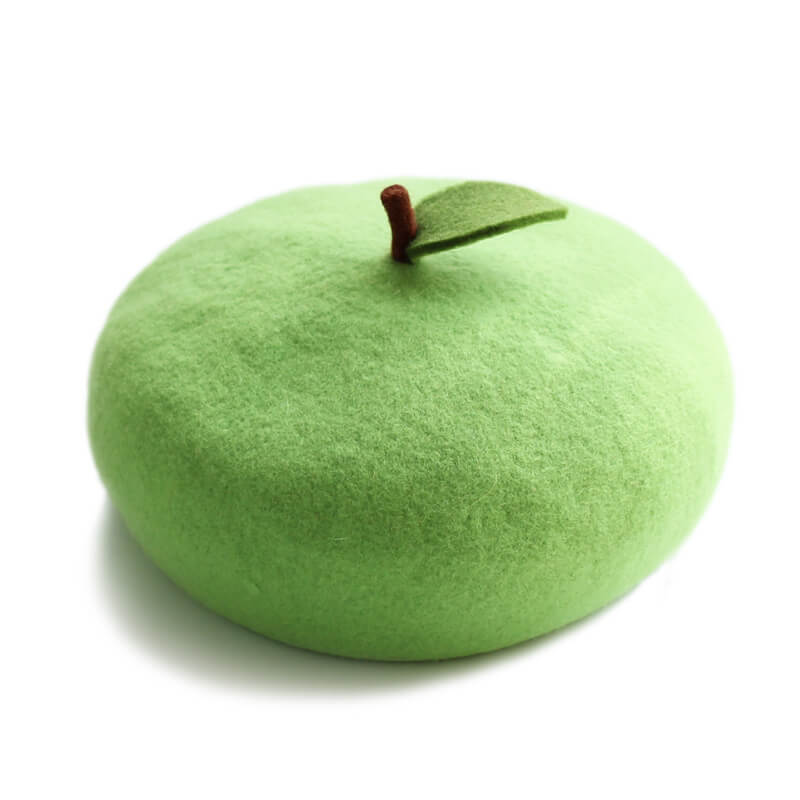 Green Apple Wool Beret - Apples by0122