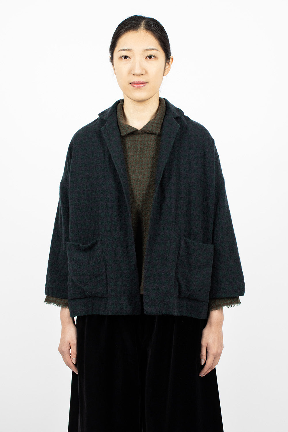 Green Blue Check Cashmere Jacket