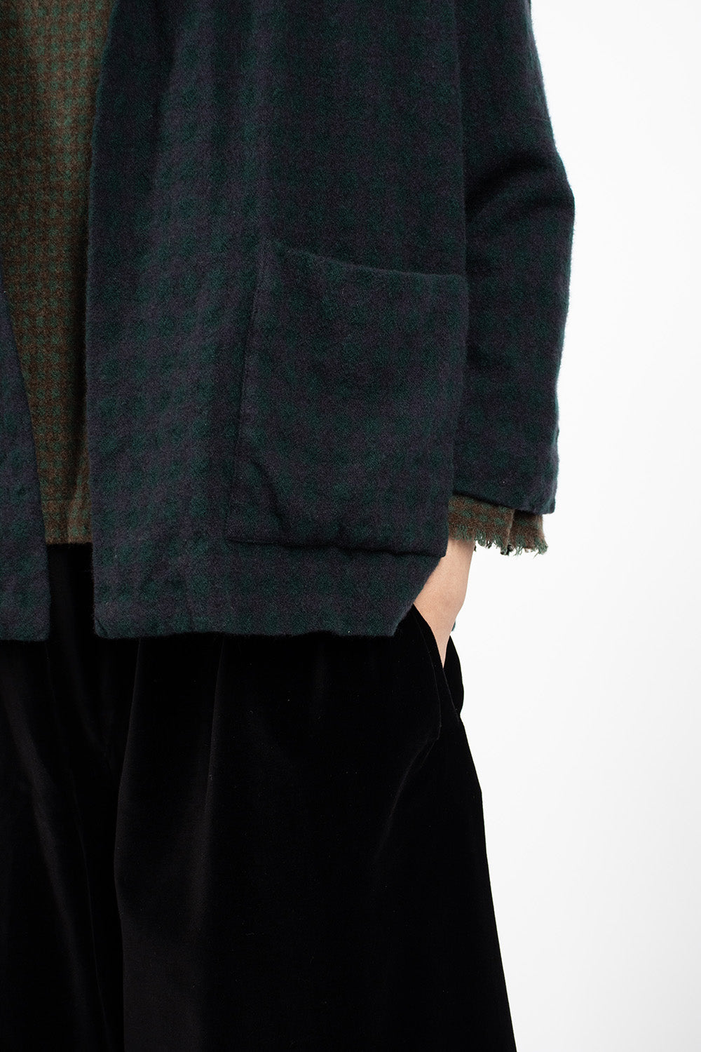 Green Blue Check Cashmere Jacket