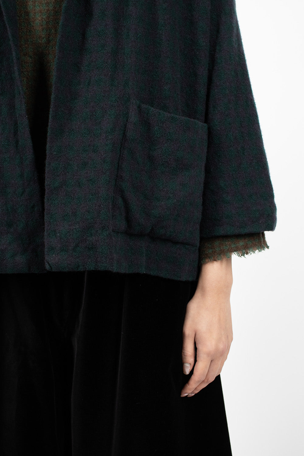 Green Blue Check Cashmere Jacket