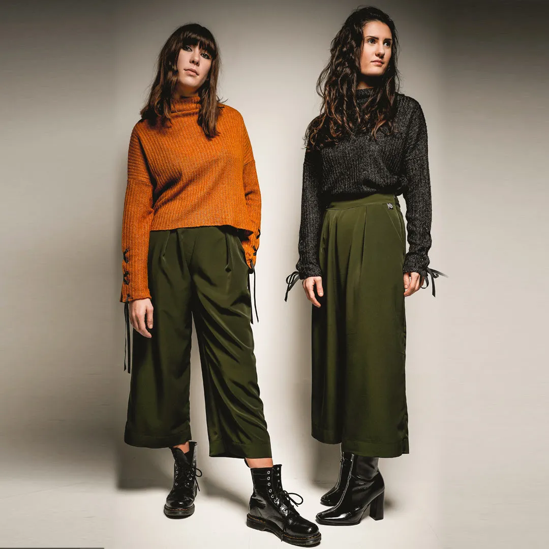 Chartreuse Wide-Legged Pants