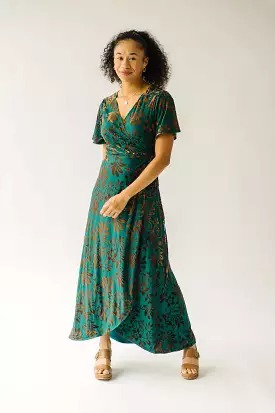 Green Multi Gorman Burn Out Velvet Midi Dress