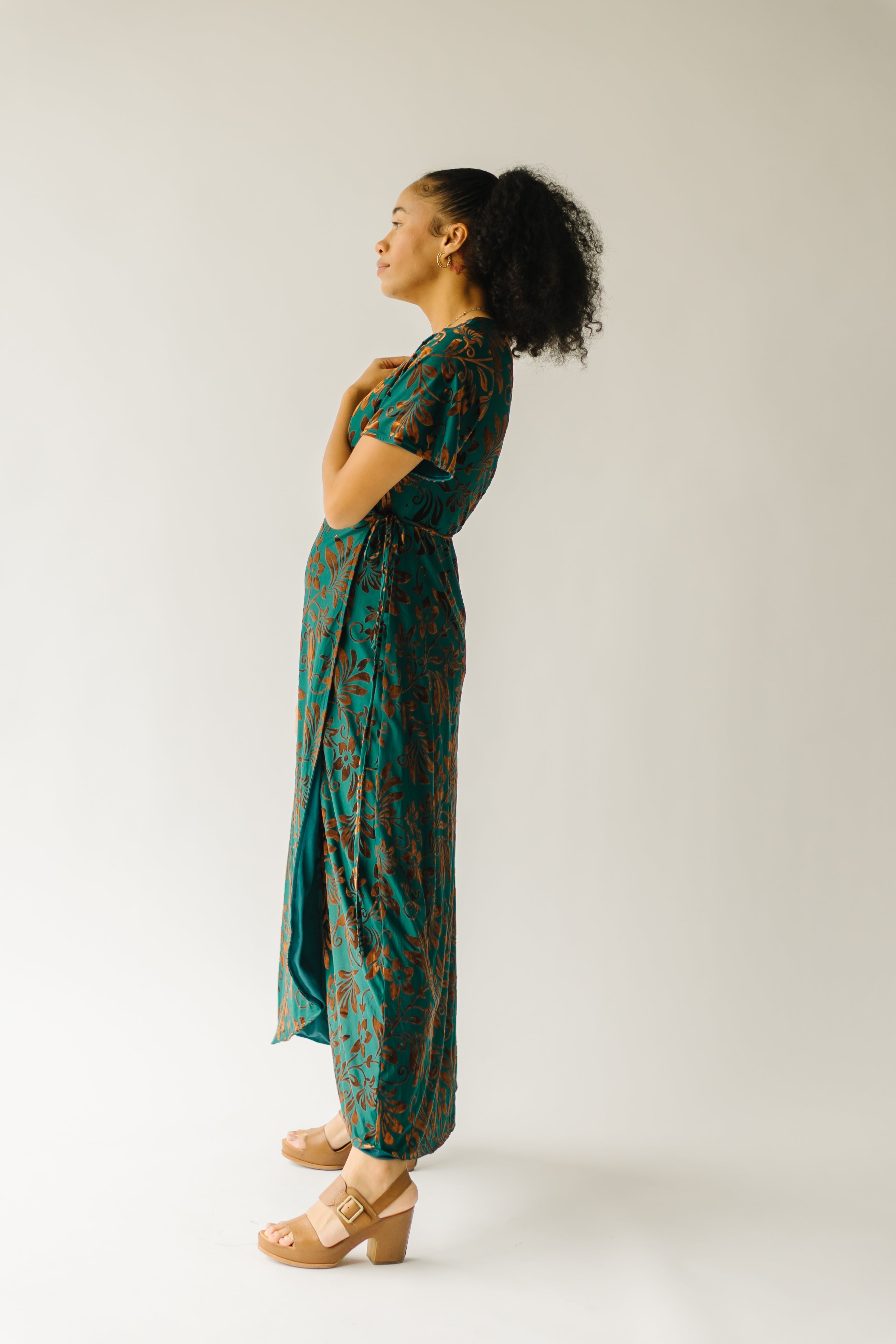 Green Multi Gorman Burn Out Velvet Midi Dress