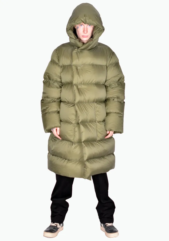 Green Padded and Quilted Hooded Liner Coat by RICK OWENS RU02B2998 NZD3