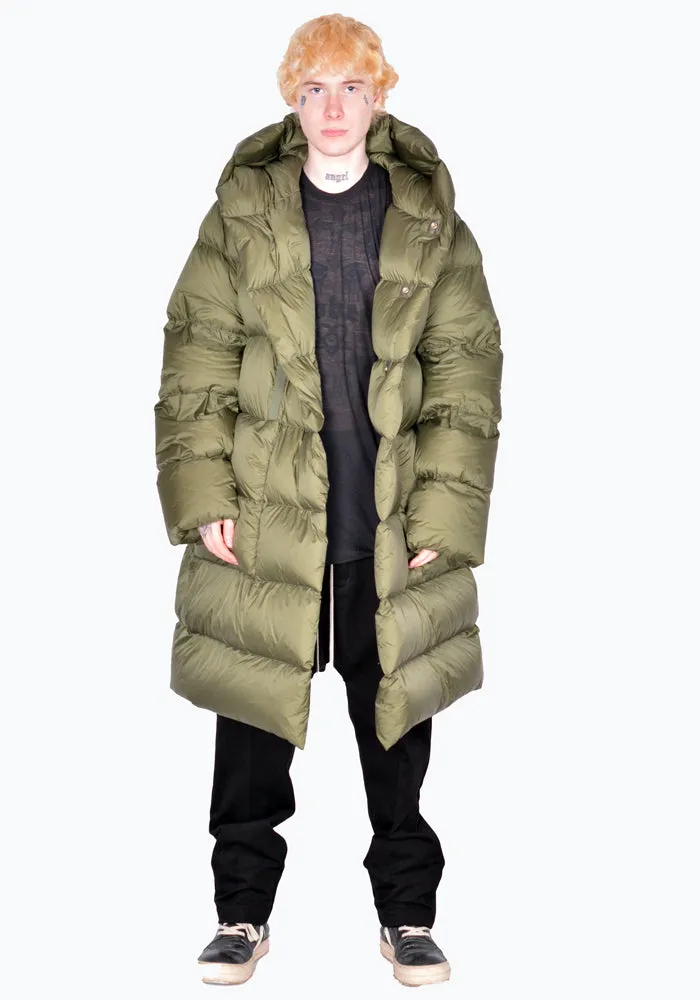 Green Padded and Quilted Hooded Liner Coat by RICK OWENS RU02B2998 NZD3