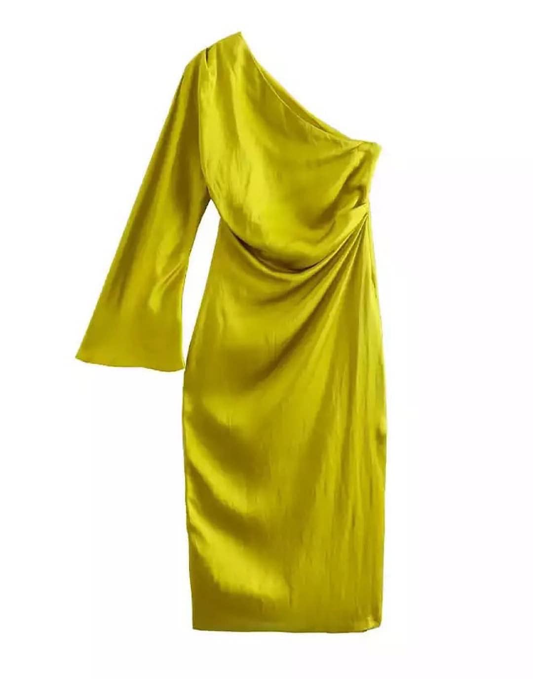 Green Satin One Sleeve Dress - SEO Result