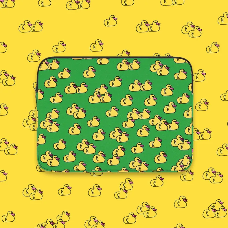 Green Yellow Duck Laptop Sleeves - iPad 11 13 15 Inch Cases - Protective Covers - Handbags - Square Pouches - Designer Artist Pr