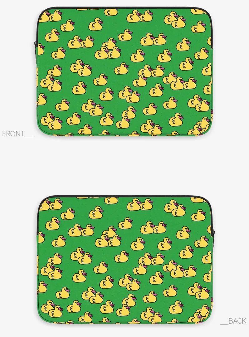 Green Yellow Duck Laptop Sleeves - iPad 11 13 15 Inch Cases - Protective Covers - Handbags - Square Pouches - Designer Artist Pr