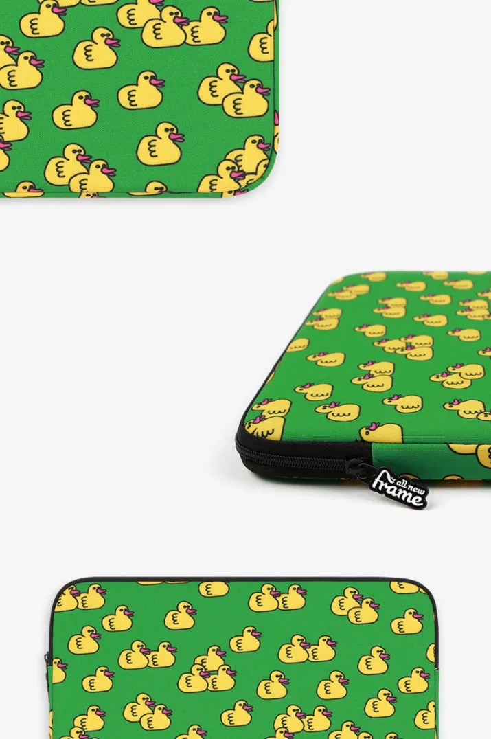 Green Yellow Duck Laptop Sleeves - iPad 11 13 15 Inch Cases - Protective Covers - Handbags - Square Pouches - Designer Artist Pr