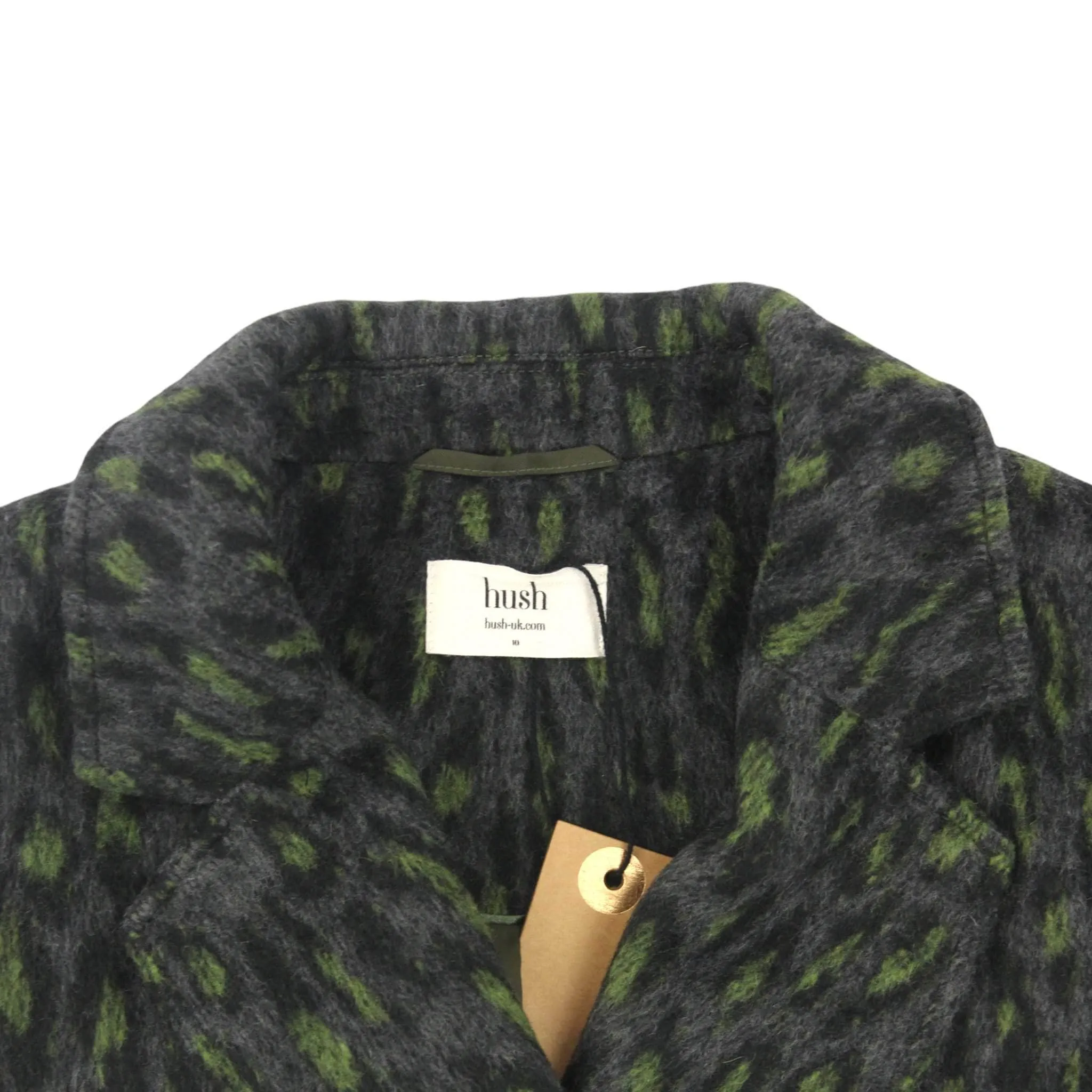 Grey & Green Leopard Print Coat by Hush