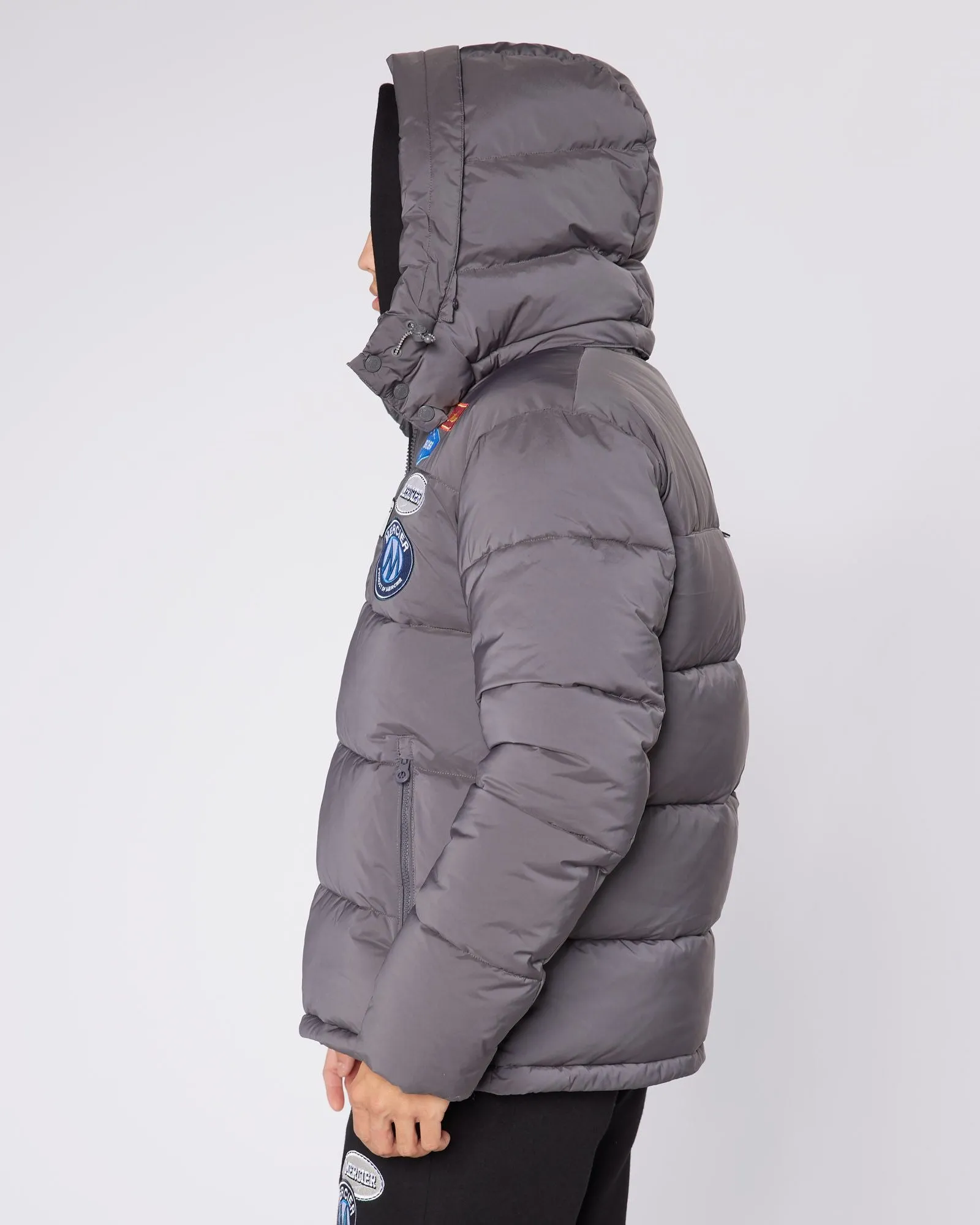 Grey Badge Puffer Jacket for Women