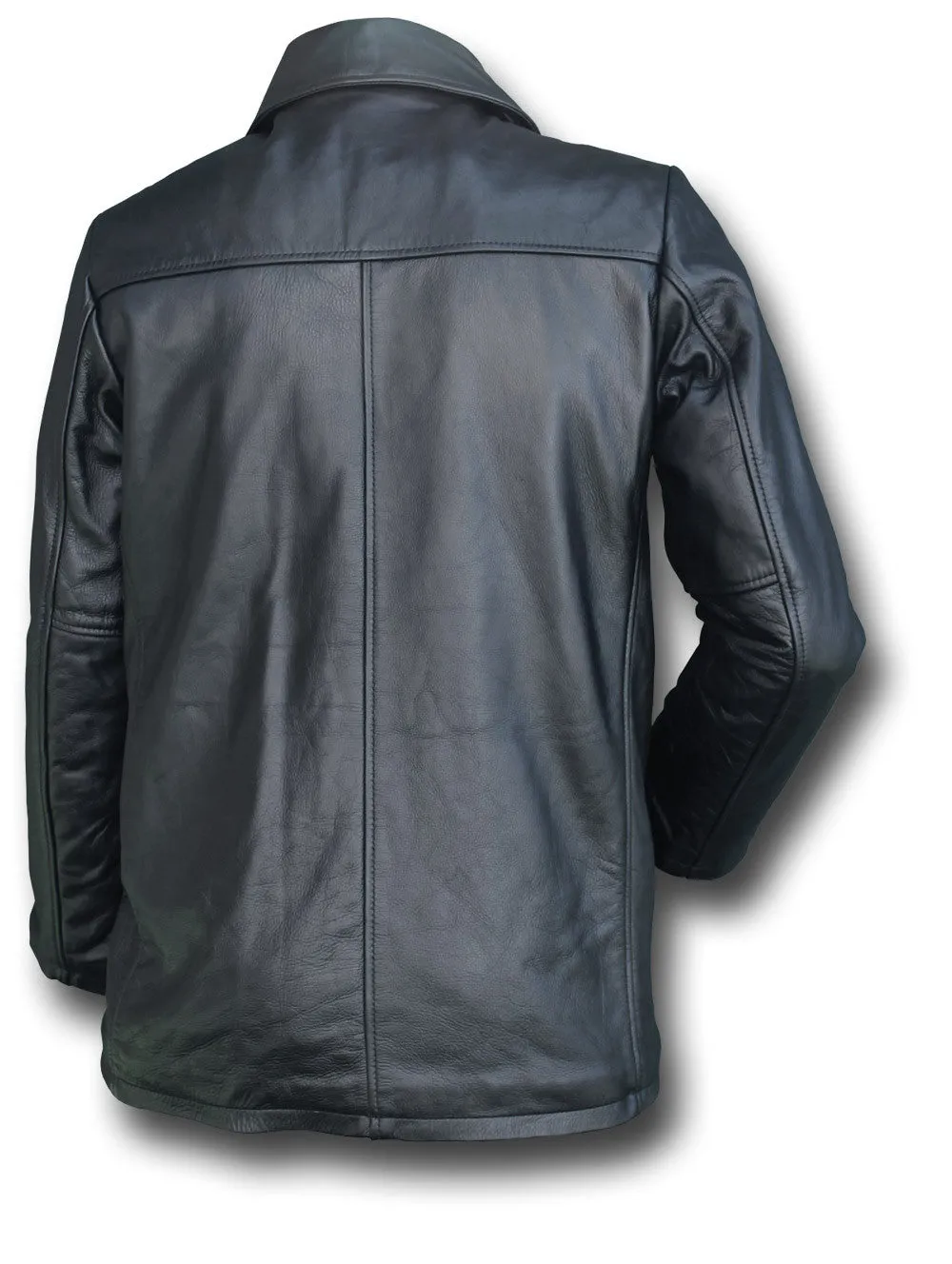 GTH BLACK LEATHER PEACOAT