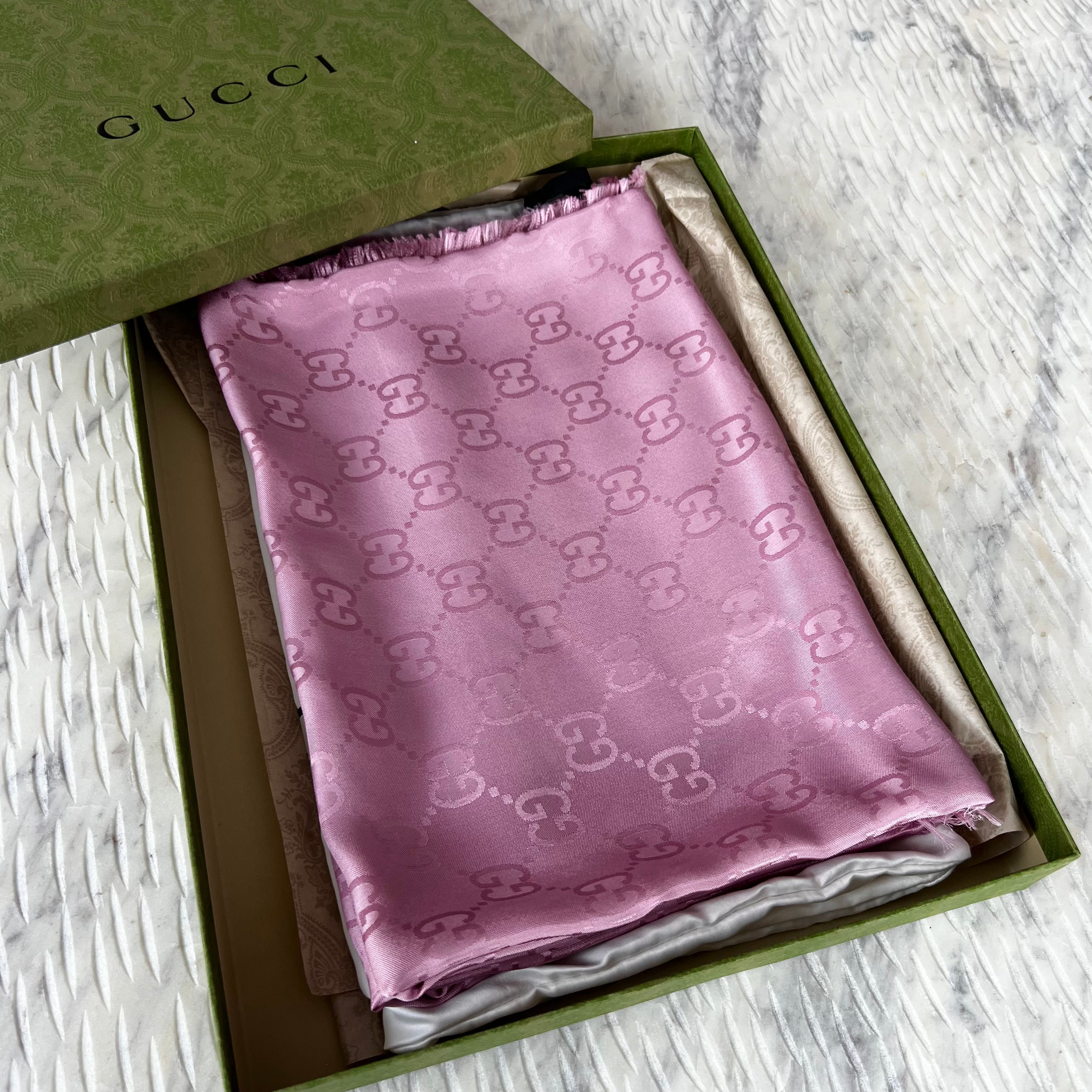 Gucci GG Jacquard Silk Shawl