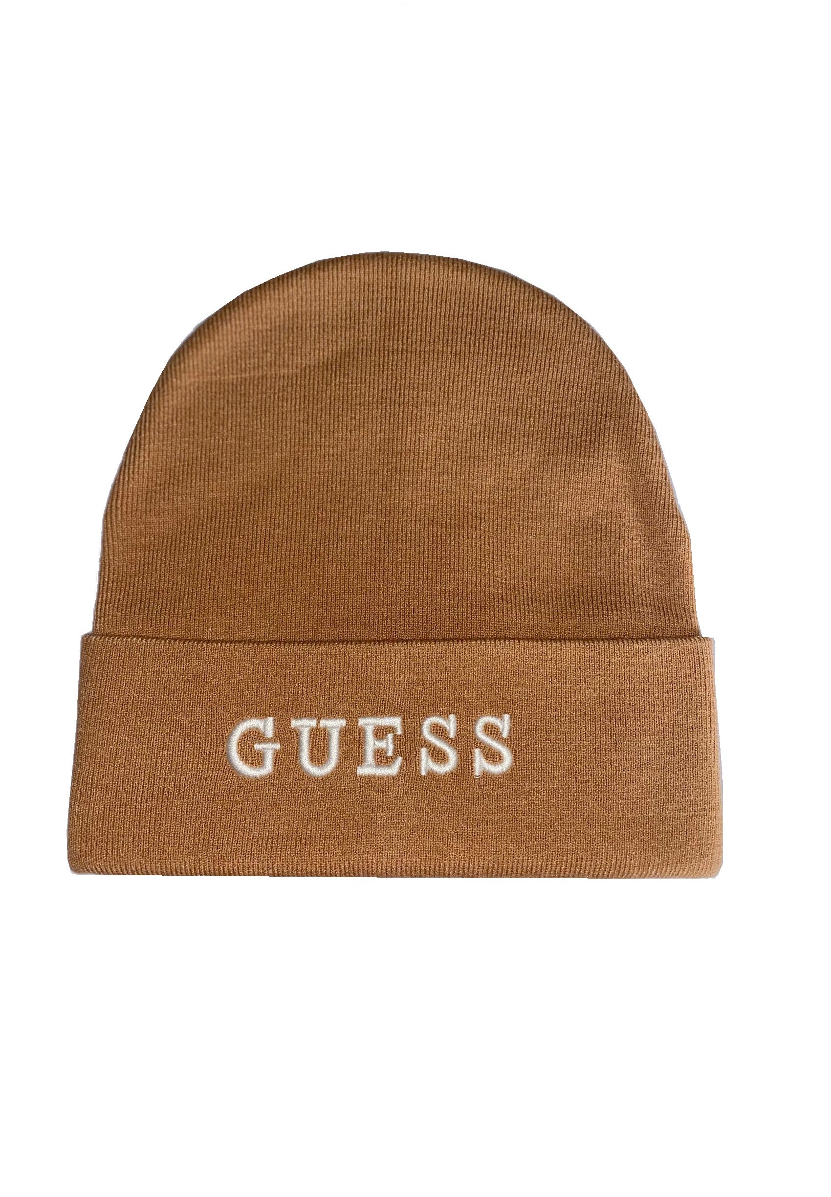 GUESS Logo Beanie Coffee, Embroidered