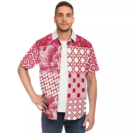 Gypsy Patchwork Shirt Pink Short Sleeve Button Down