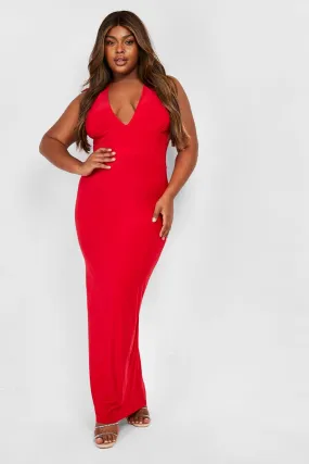 Halter Maxi Dress with Corset Detail for Plus Sizes