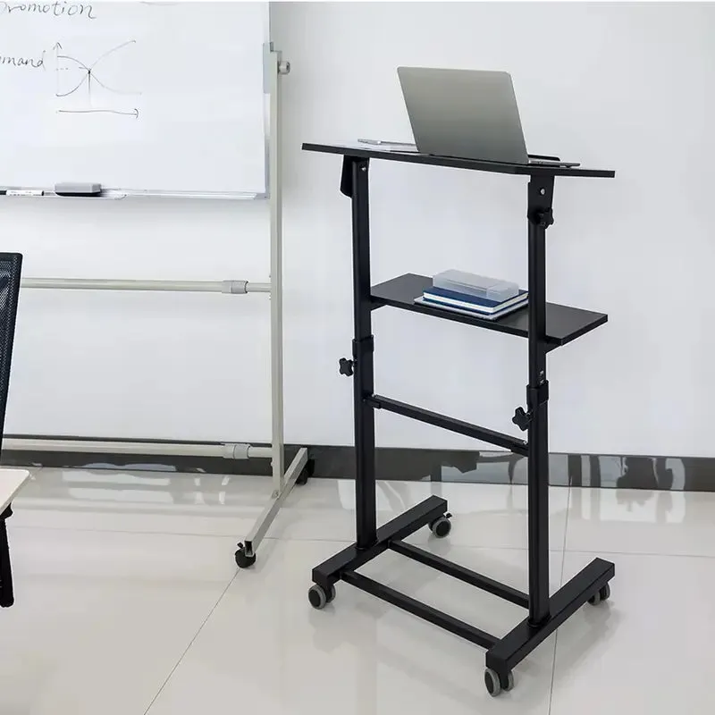 Height Adjustable Mobile Workstation With Tiltable Desktop Mount