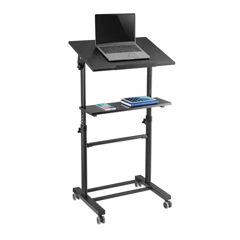 Height Adjustable Mobile Workstation With Tiltable Desktop Mount