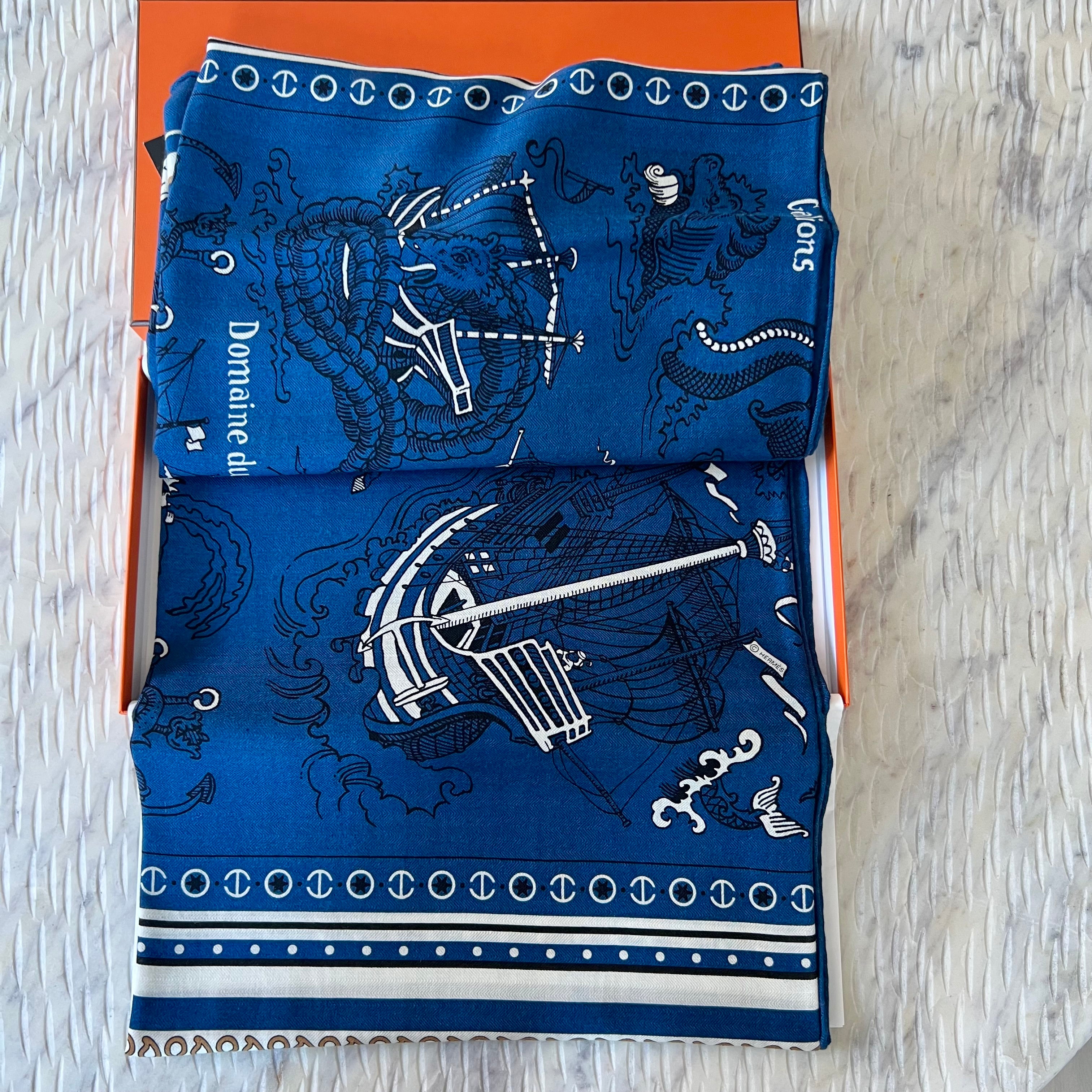 Hermes Maritime Tattoo Bandana Shawl 140