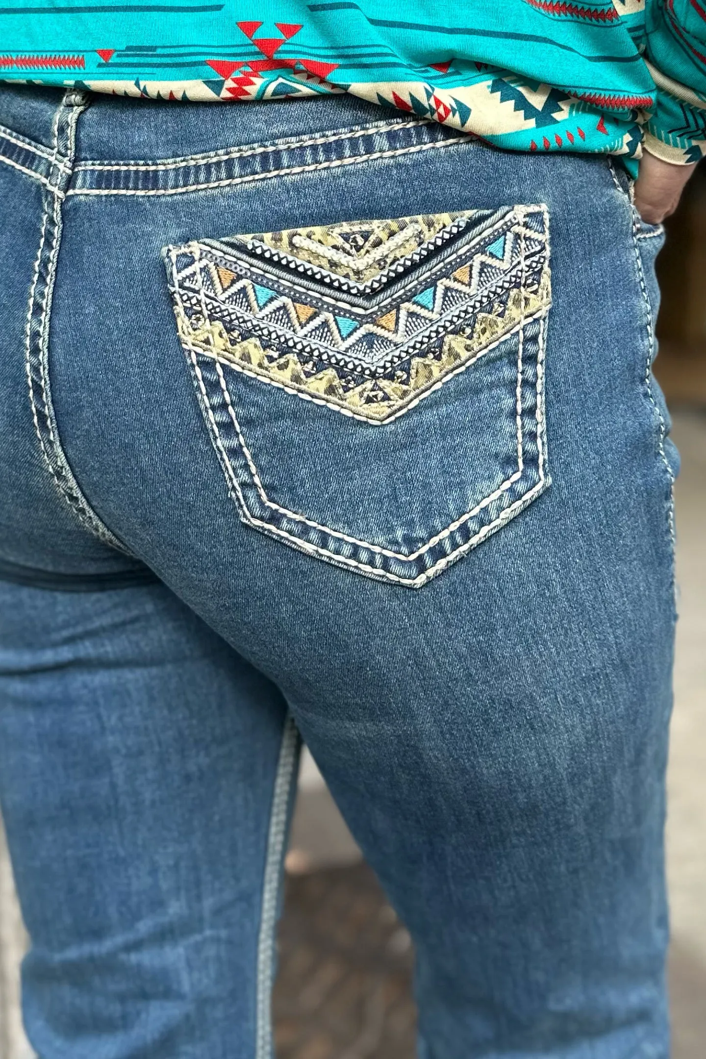 Extra Stretch Aztec Bootcut Jean by Rock & Roll