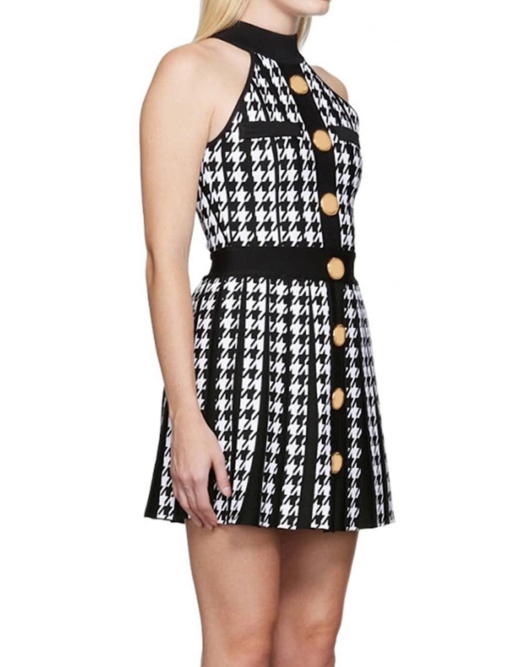 Houndstooth Halter Knit Dress