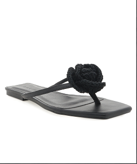 Idella Black Crochet Flower Sandal