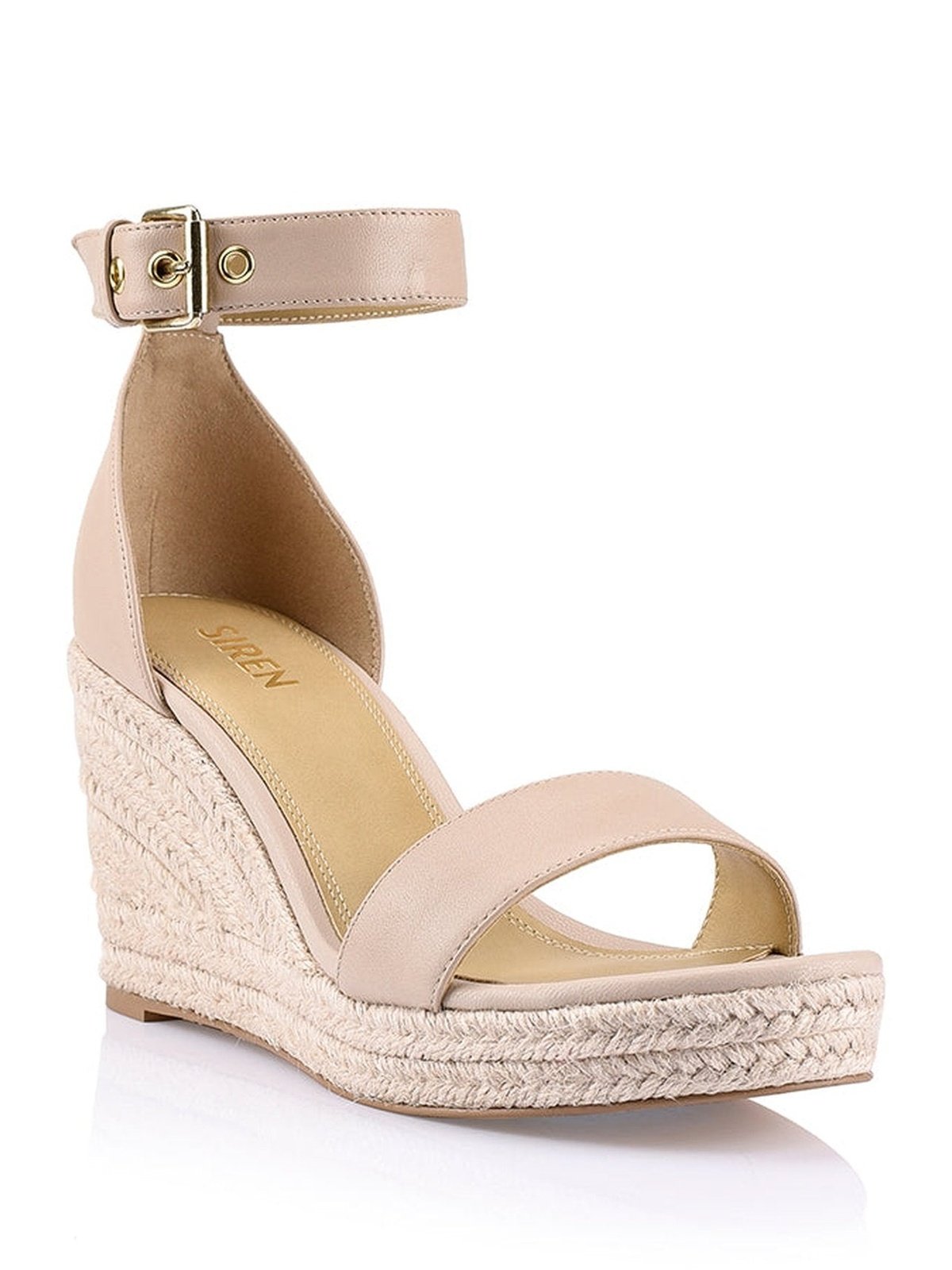 II Nude Leather Wedge Sandals.