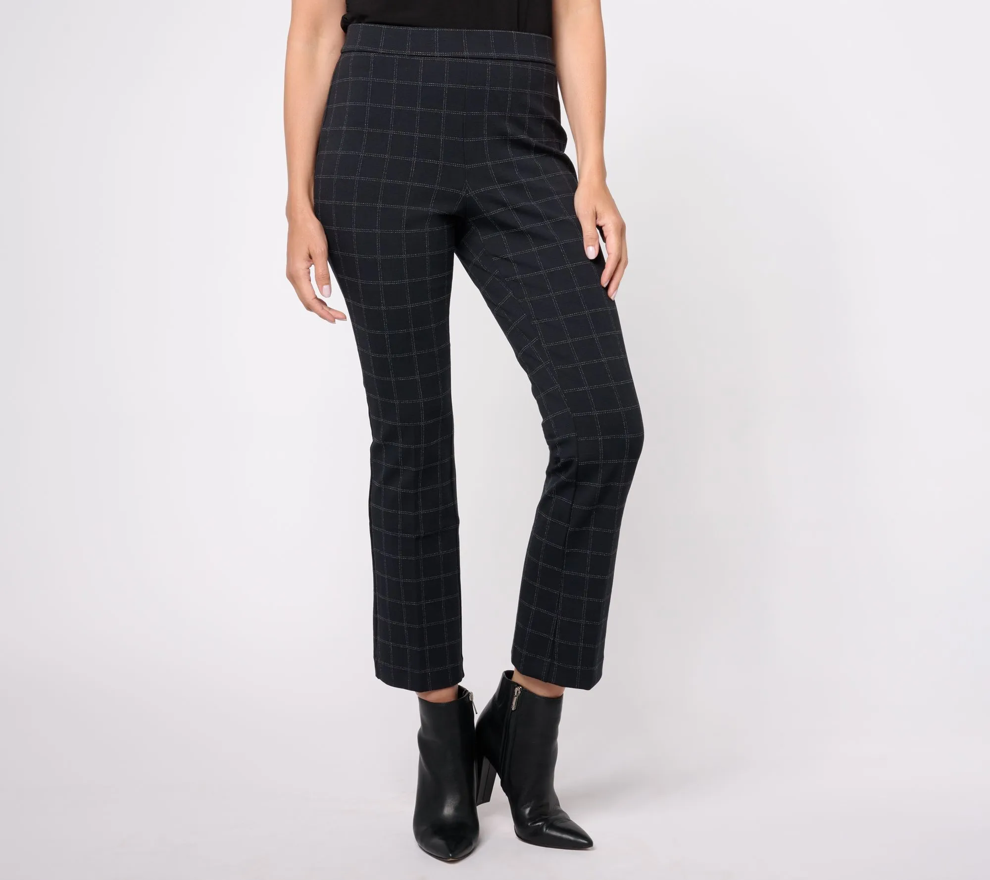 Printed Ponte Baby Bootcut Ankle Pants by Isaac Mizrahi Live! (Petite)