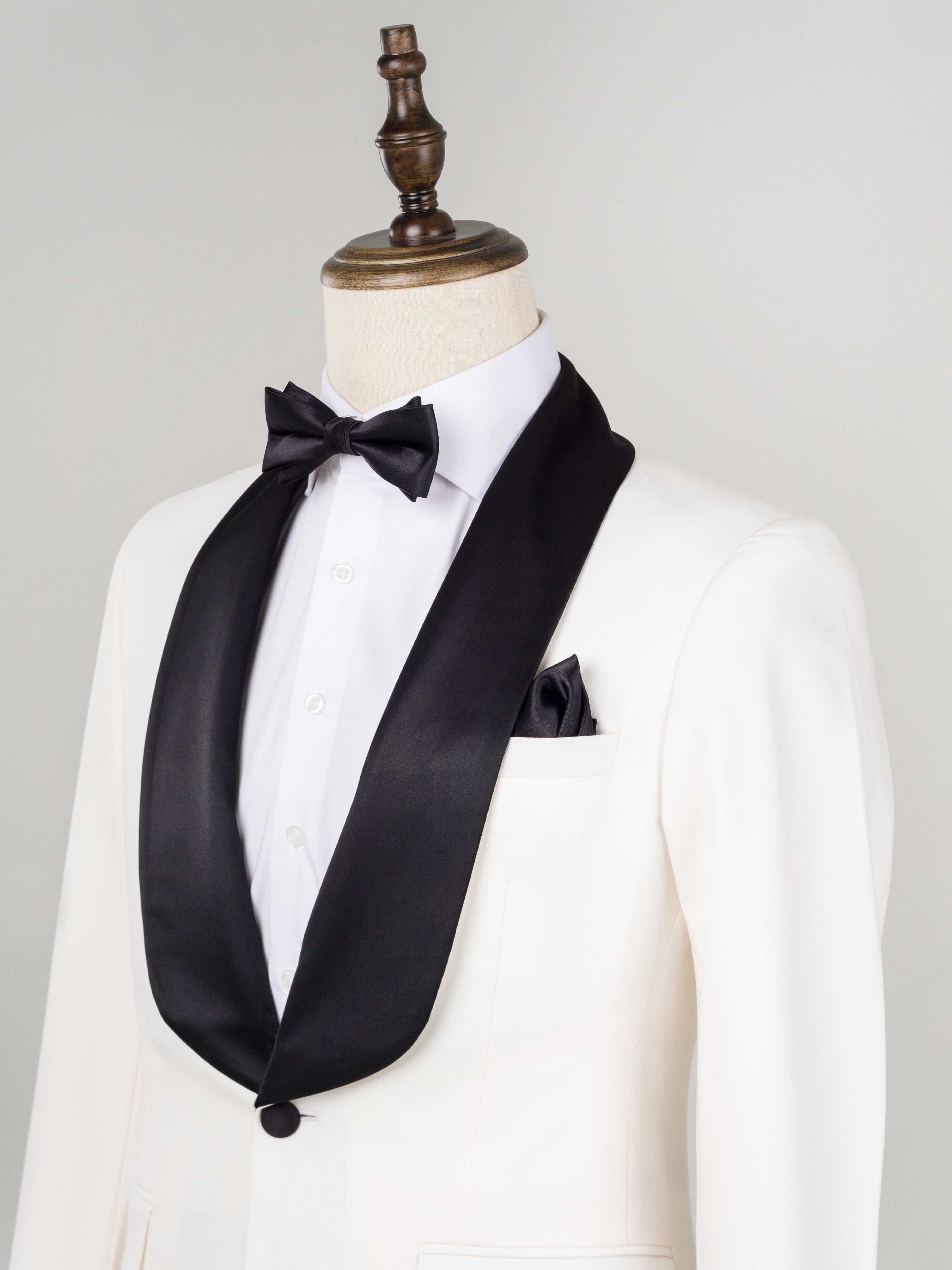 Ivory White Tuxedo Blazer - Single Breasted with Shawl Lapel