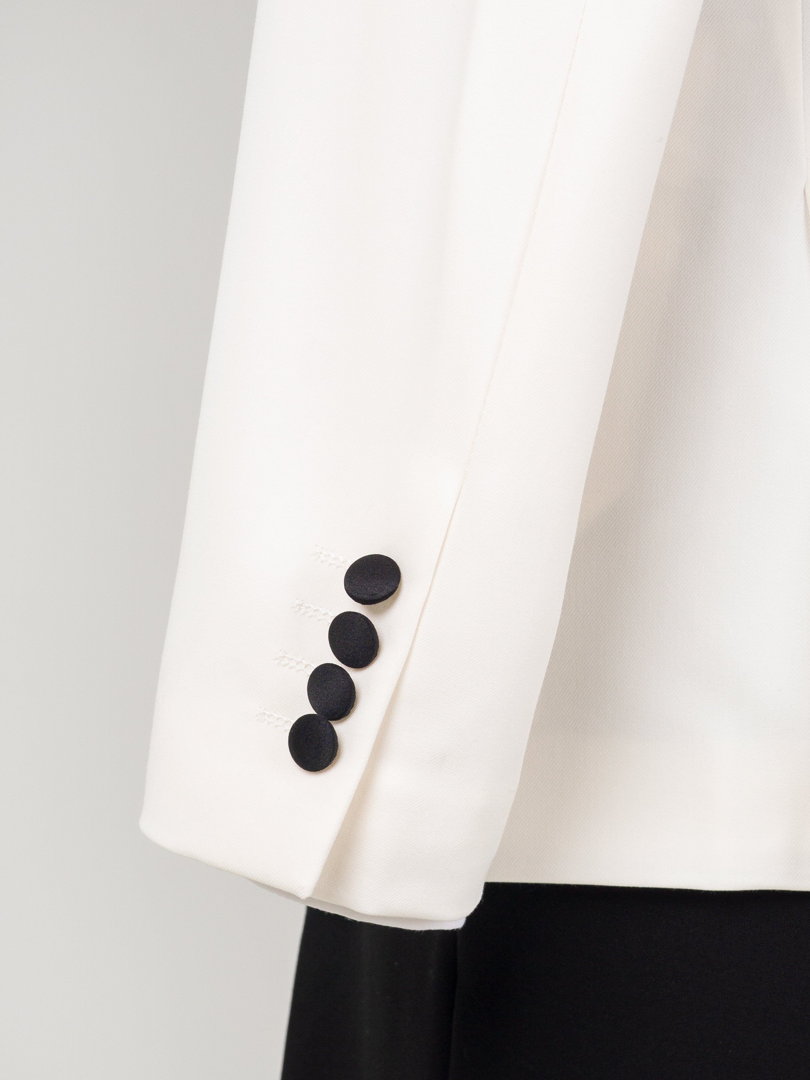 Ivory White Tuxedo Blazer - Single Breasted with Shawl Lapel