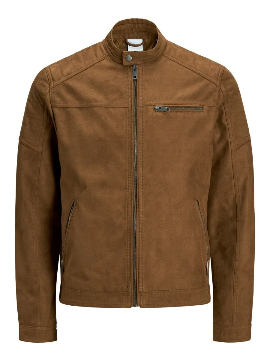 Jack & Jones Rocky Biker Cognac Faux Leather Look Jacket