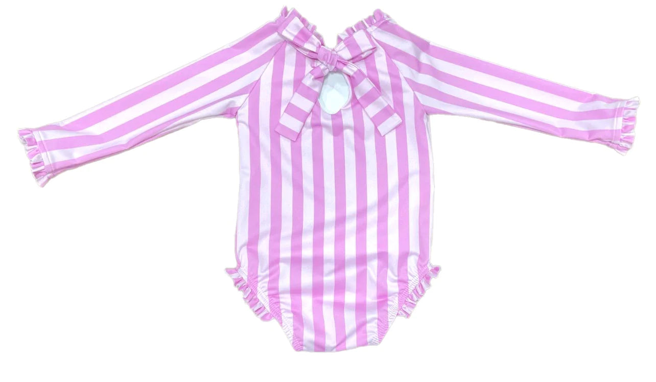 James & Lottie Pink Stripe Leighton Rashguard