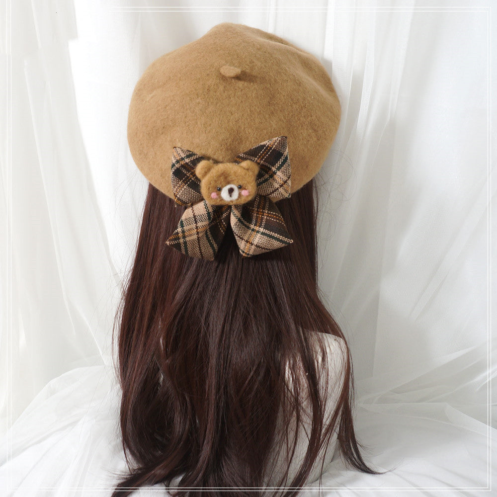 Japanese bear bow beret, BY0088.