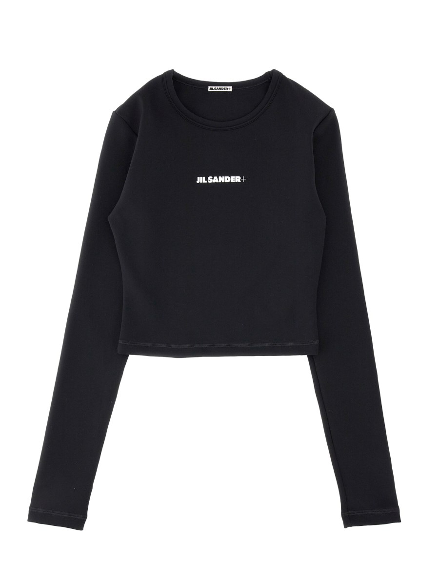 JIL SANDER CROPPED SWIM TOP WITH LOGO