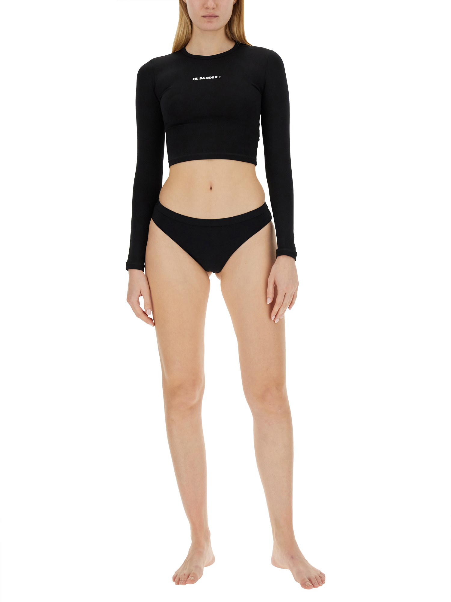 JIL SANDER CROPPED SWIM TOP WITH LOGO