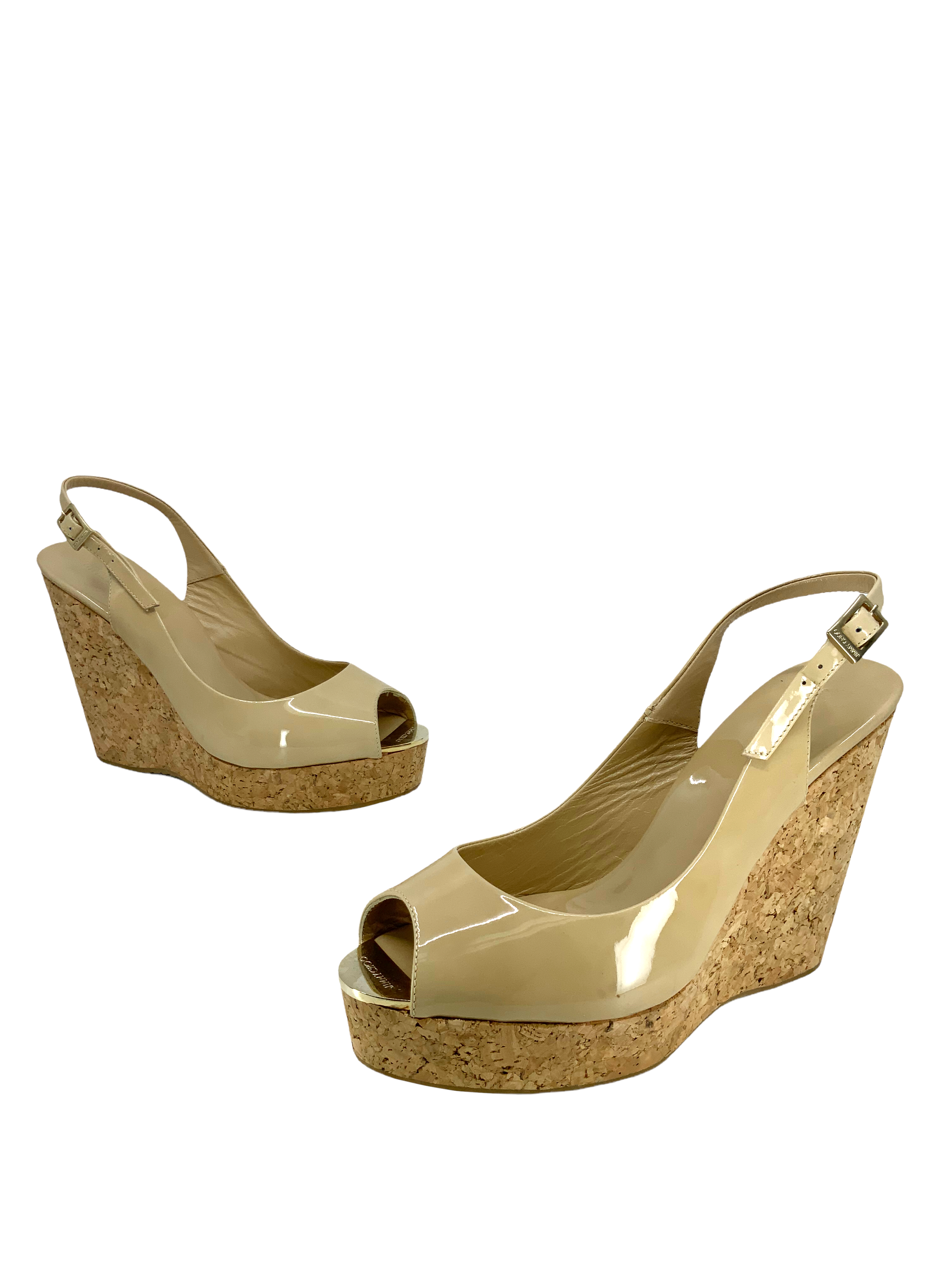 Jimmy Choo Prova Cork Wedge Slingback Sandals Size 11 - buy online