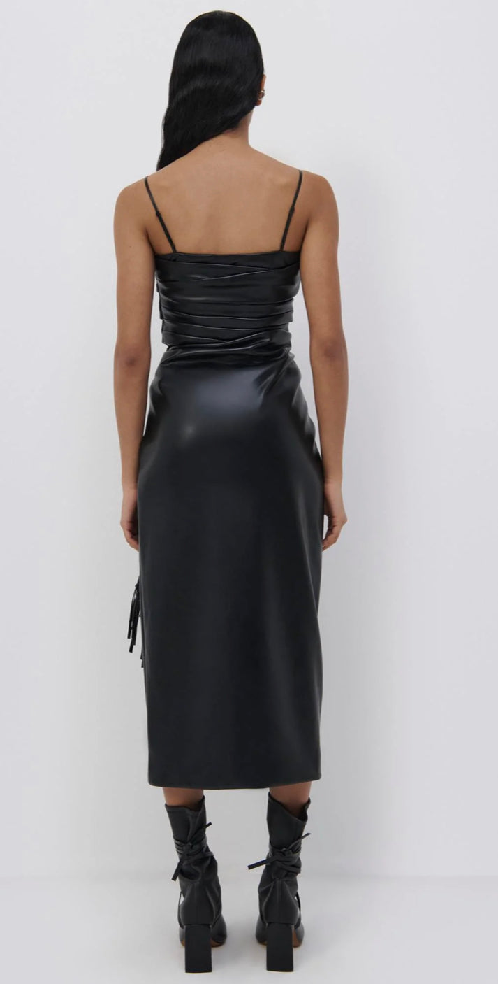 Jonathan Simkhai Vegan Leather Bustier Top Black