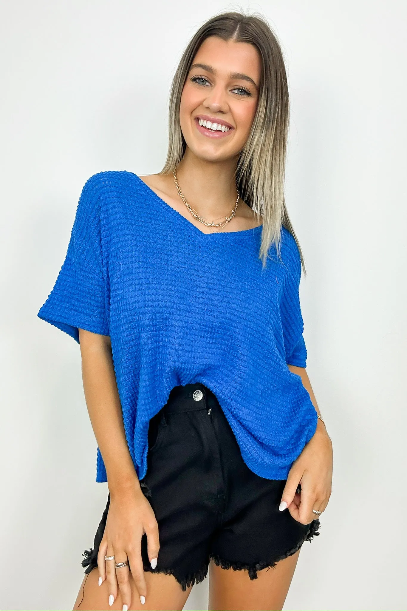 Julietta V Neck Cropped Short Sleeve Top Back In Stock